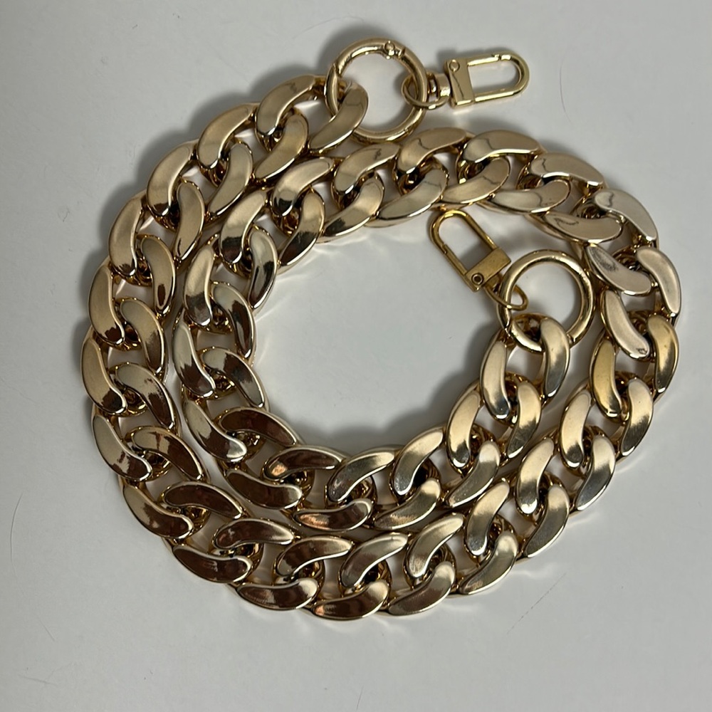 Acrylic shiny gold chunky chain link bag strap, length 52cm